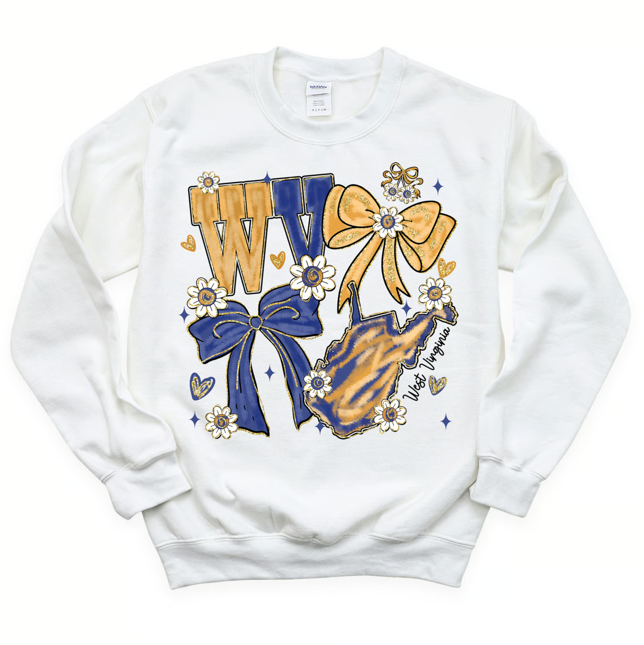 WV Faux Glitter Bow Crewneck