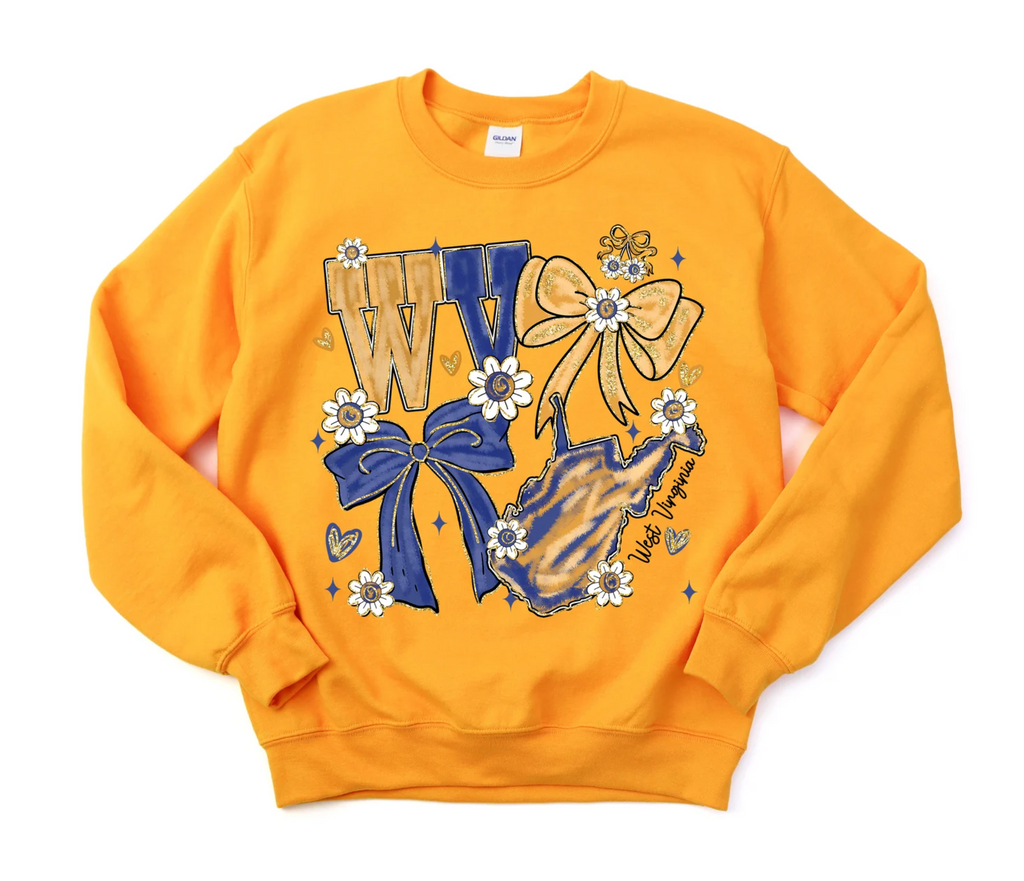 WV Faux Glitter Bow Crewneck