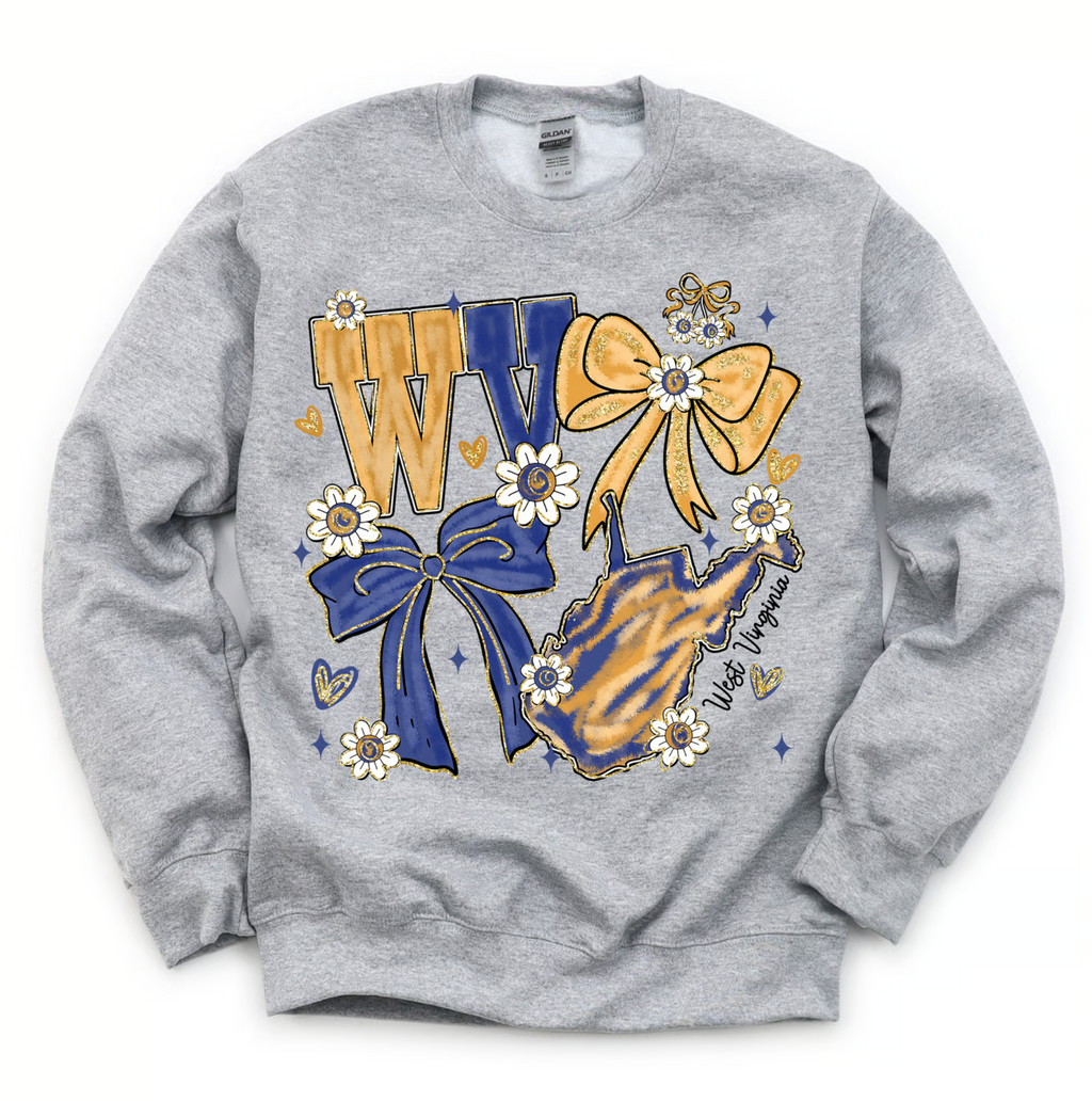 WV Faux Glitter Bow Crewneck