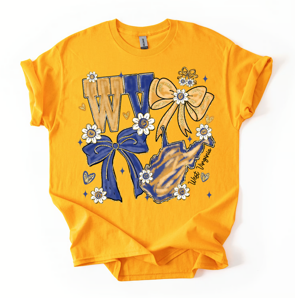 WV Faux Glitter Bow Tee