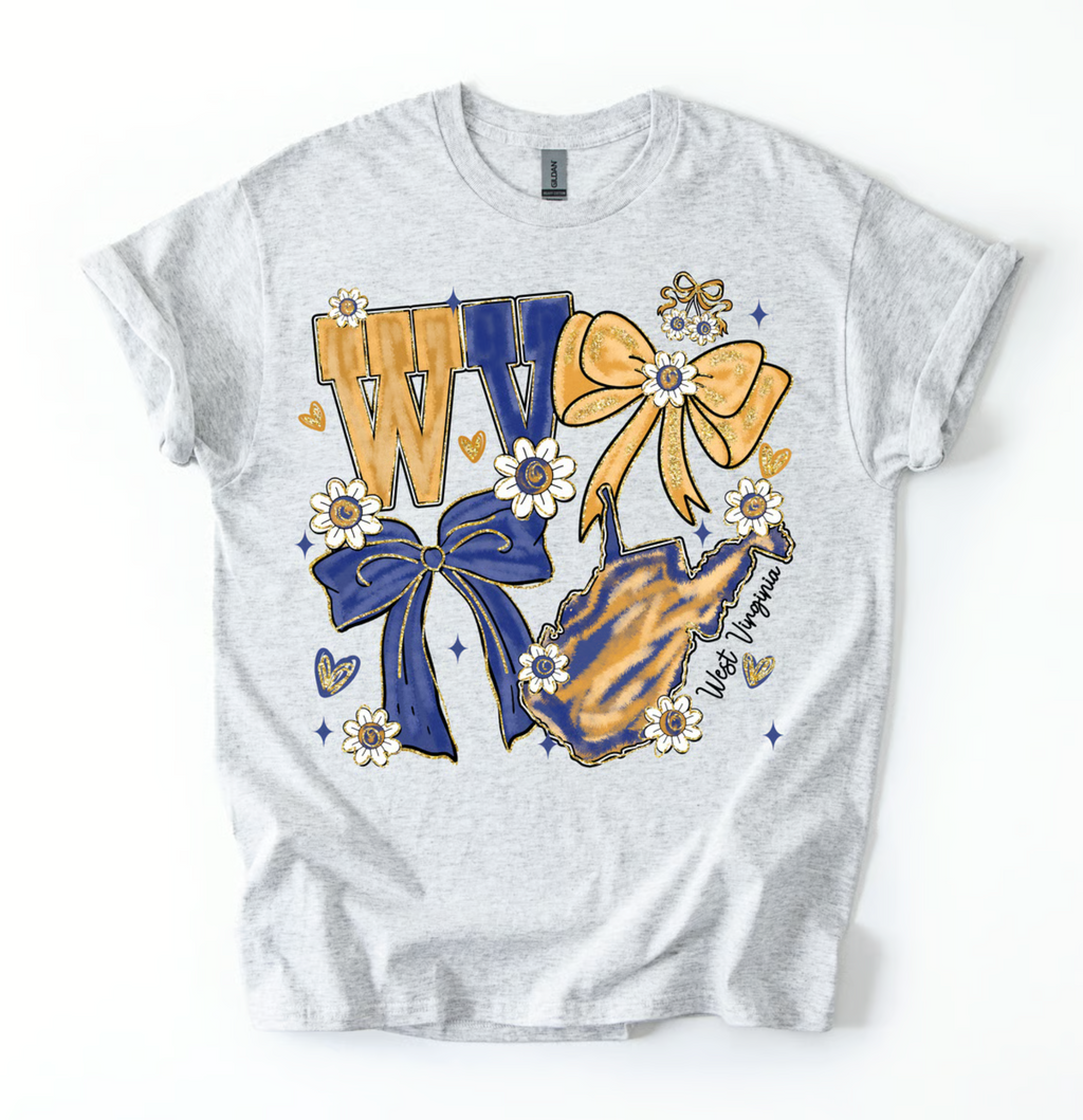 WV Faux Glitter Bow Tee